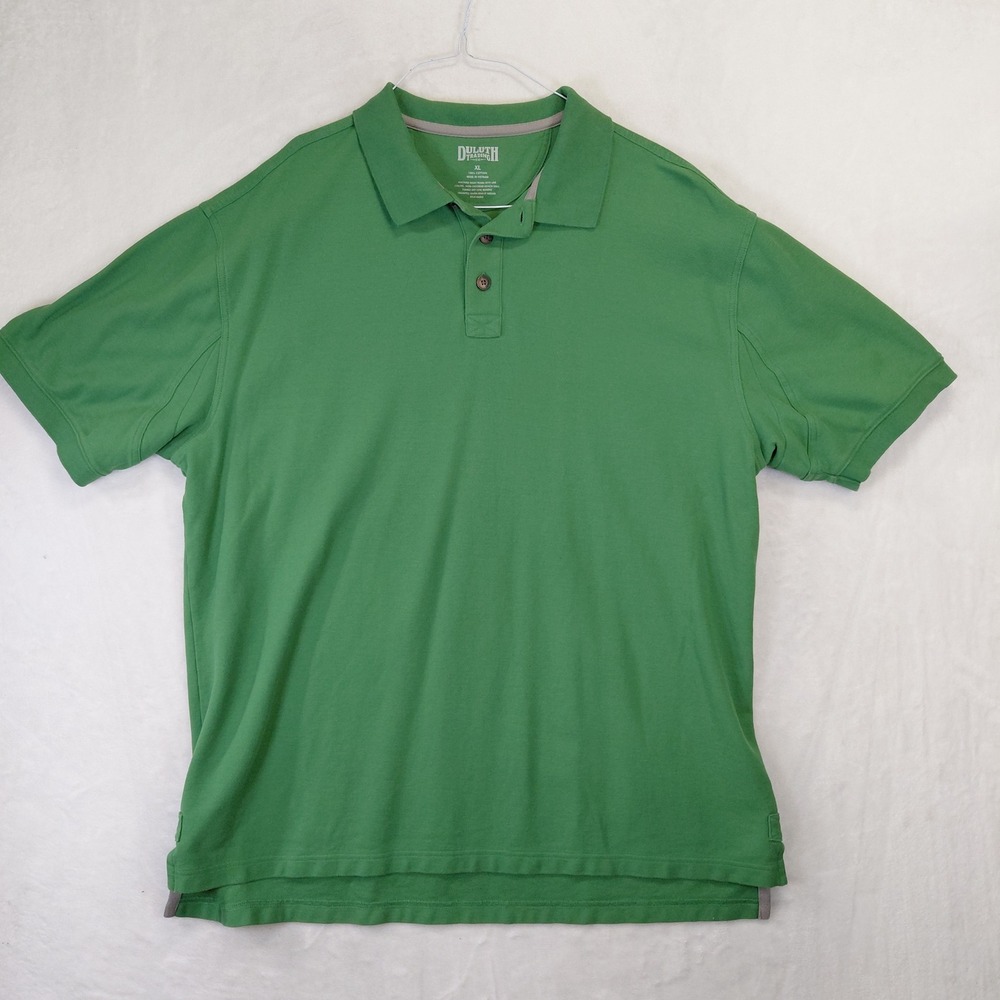 Duluth Trading Co Mens XL Green Cotton Pique Short Sleeve Polo Shirt Gusseted